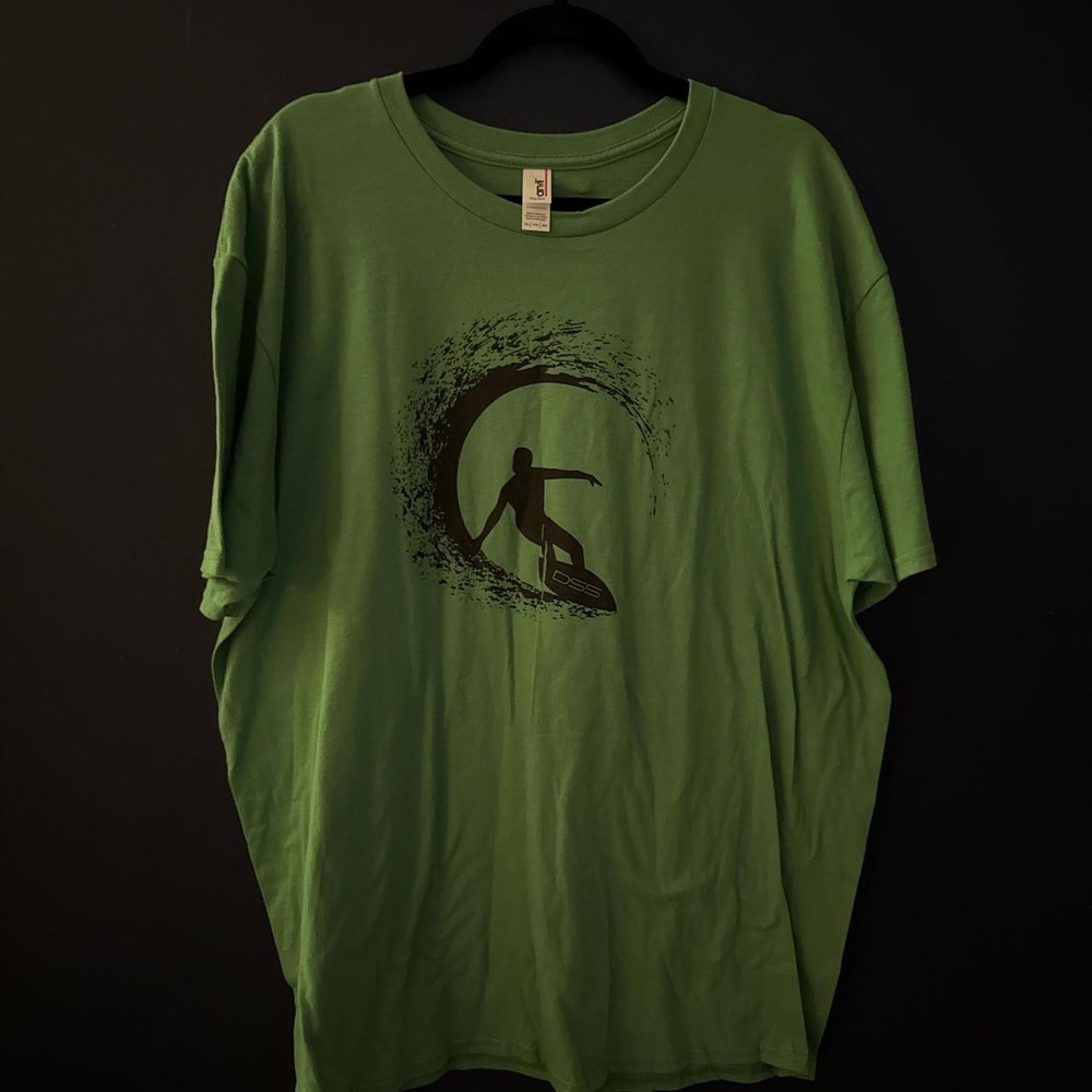Vintage DSS Green Black Surfing Graphic T-Shirt Mens XXL Anvil Ring Spun Tee